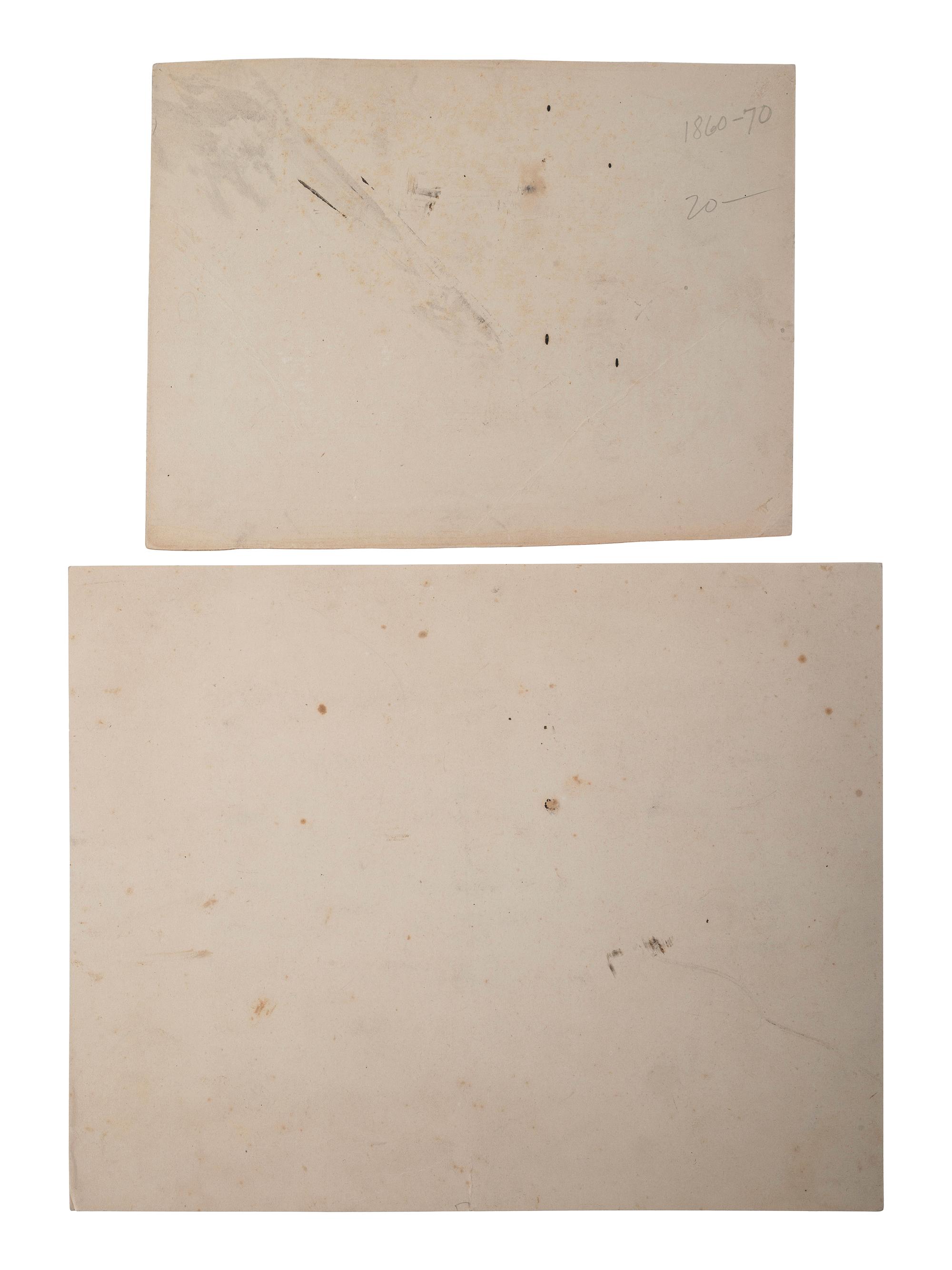 [CIVIL WAR]. A group of 2 photographs, incl. soldiers at camp at Raccoon Mountain, Bridgeport, TN.