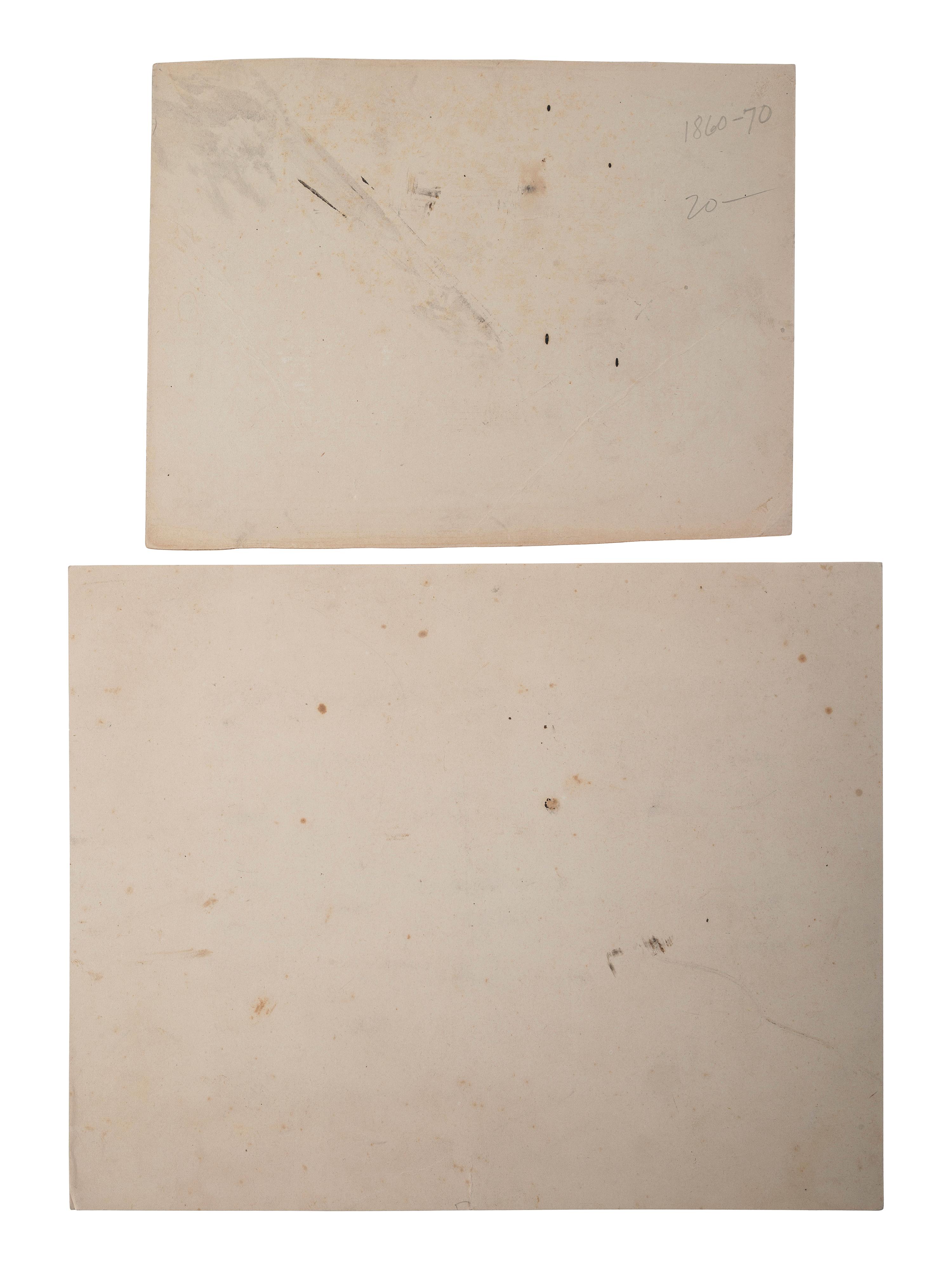 [CIVIL WAR]. A group of 2 photographs, incl. soldiers at camp at Raccoon Mountain, Bridgeport, TN.
