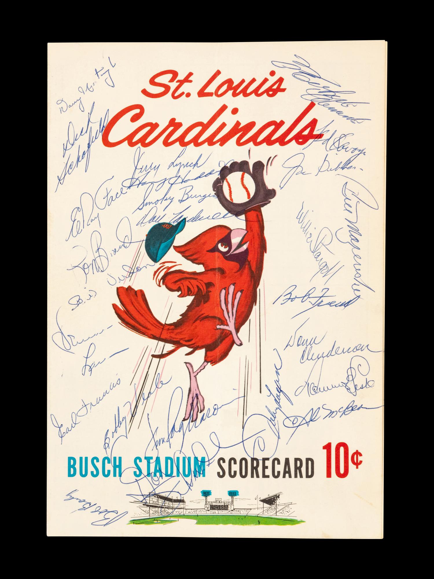 A 1963 Pittsburgh Pirates Team Signed Autograph St. Louis Cardinals Game Program Scorecard Featuring Roberto Clemente (Beckett Authentication Services)