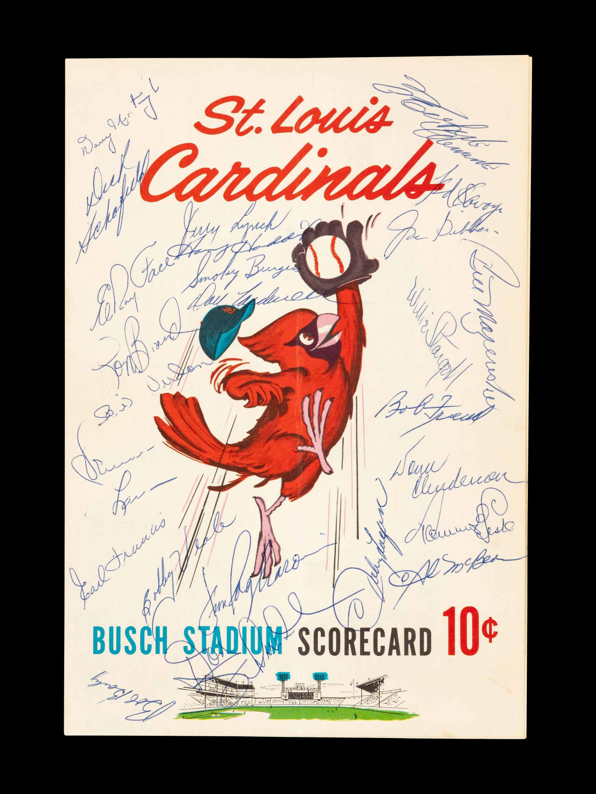 A 1963 Pittsburgh Pirates Team Signed Autograph St. Louis Cardinals Game Program Scorecard Featuring Roberto Clemente (Beckett Authentication Services)