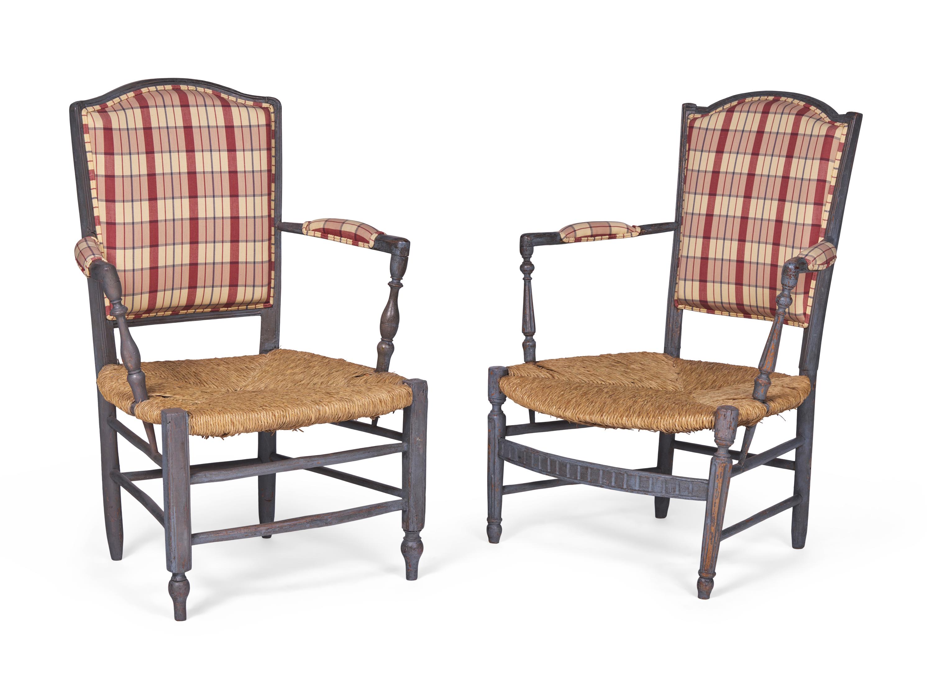 A Near Pair of French Provincial Painted Fauteuils