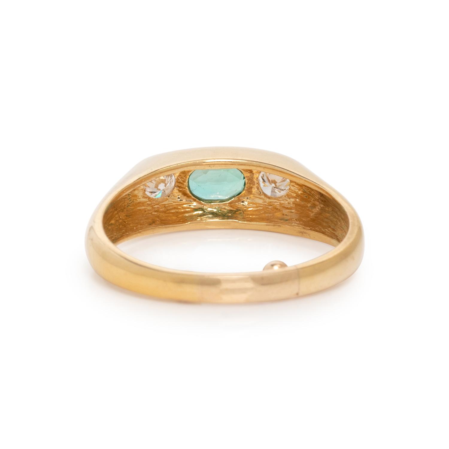 CRAIG DRAKE, YELLOW GOLD, EMERALD AND DIAMOND RING