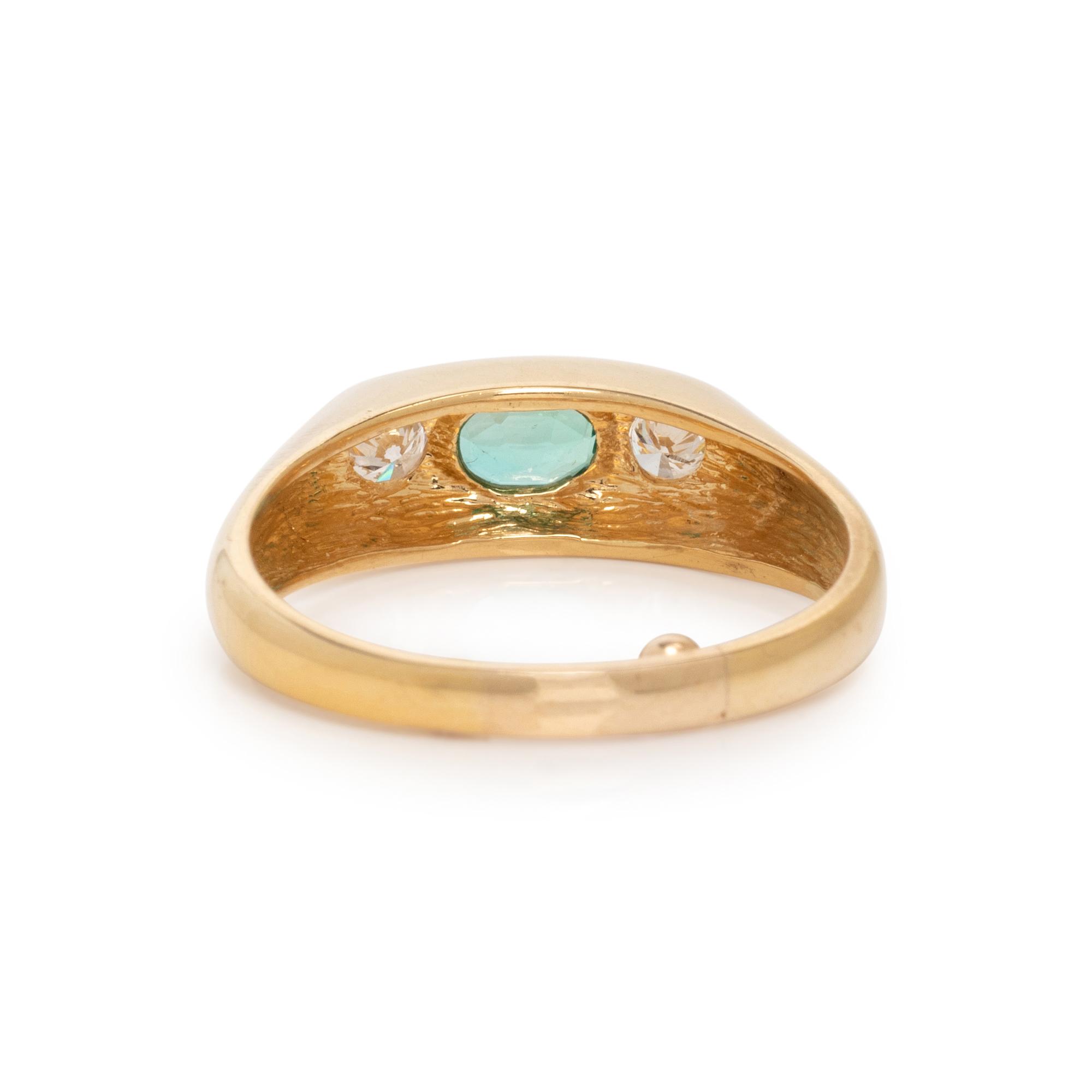 CRAIG DRAKE, YELLOW GOLD, EMERALD AND DIAMOND RING