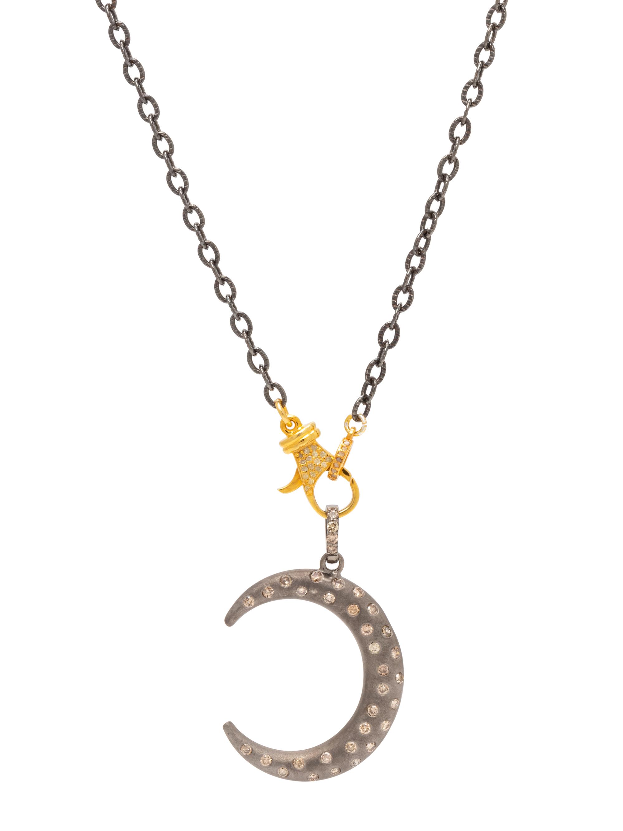 OXIDIZED STERLING SILVER, GOLD-FILLED AND DIAMOND PENDANT/NECKLACE