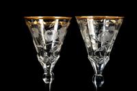 A Group of Gilt Decorated and Etched Glass Stemware Articles