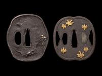 Two Metal Inlaid Iron Tsuba