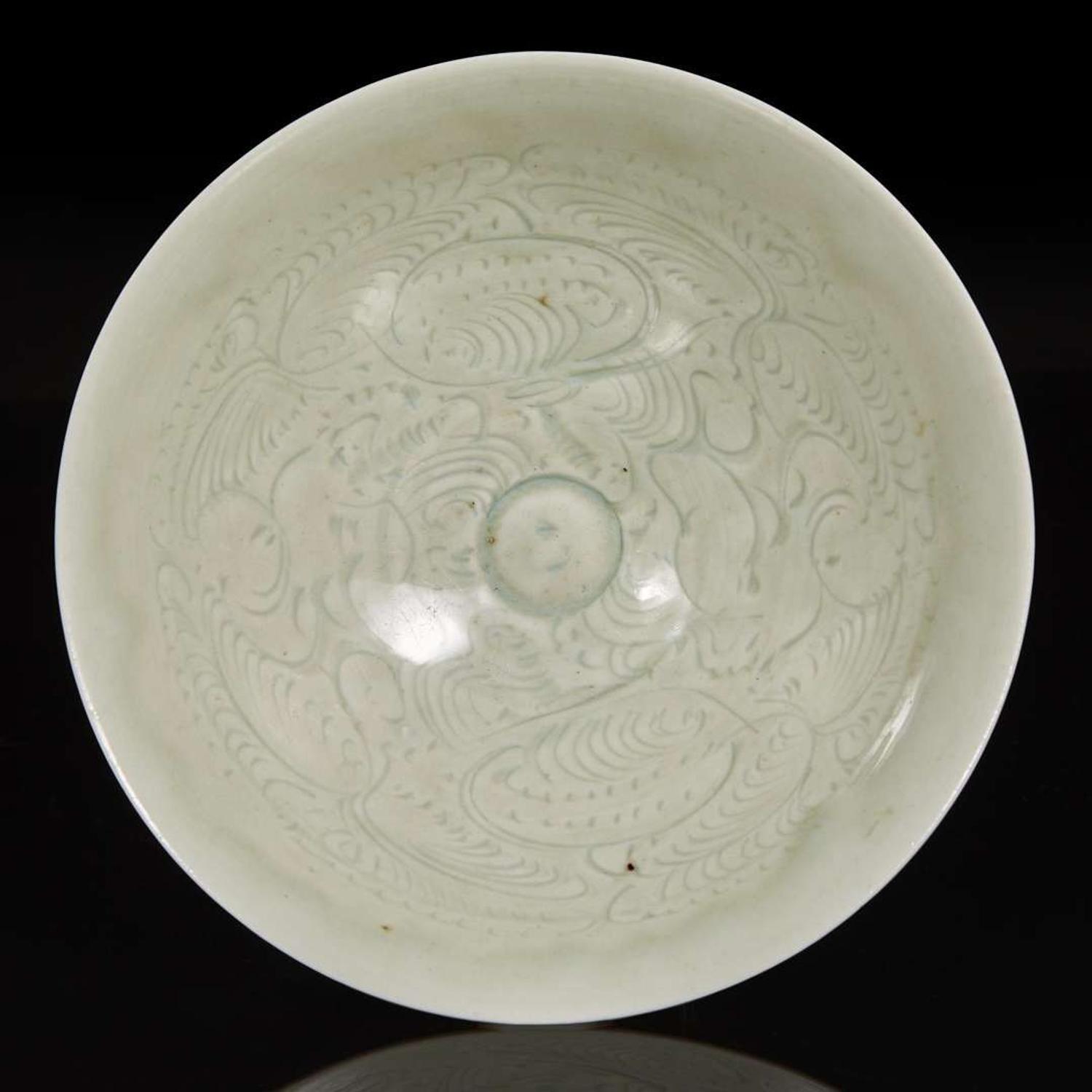 A Chinese Qingbai incised bowl 青白瓷刻花斗笠盞 Probably Song dynasty ??