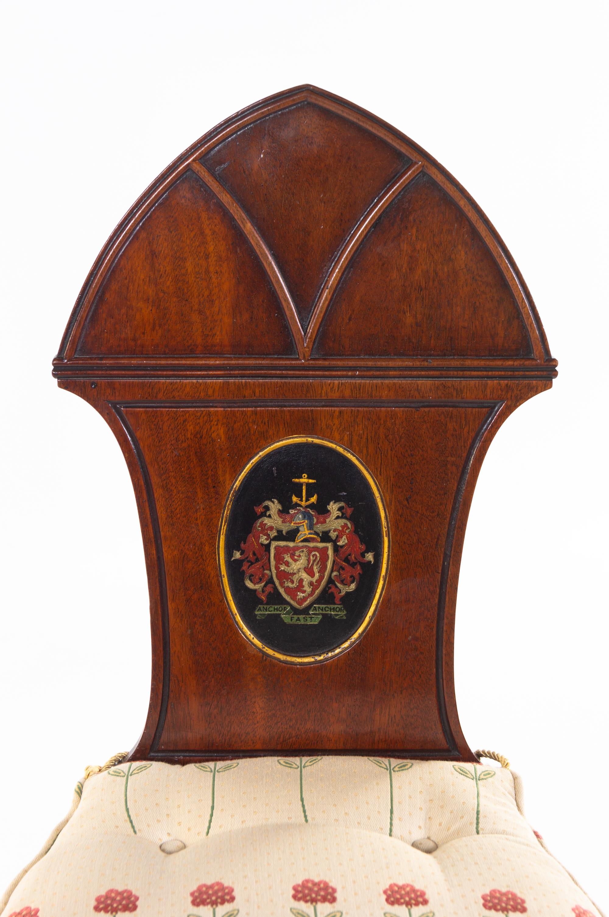 A Pair of Regency Style Mahogany Hall Chairs