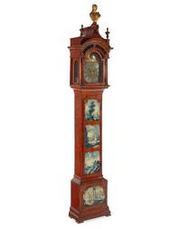 A Continental Painted Tall Case Clock