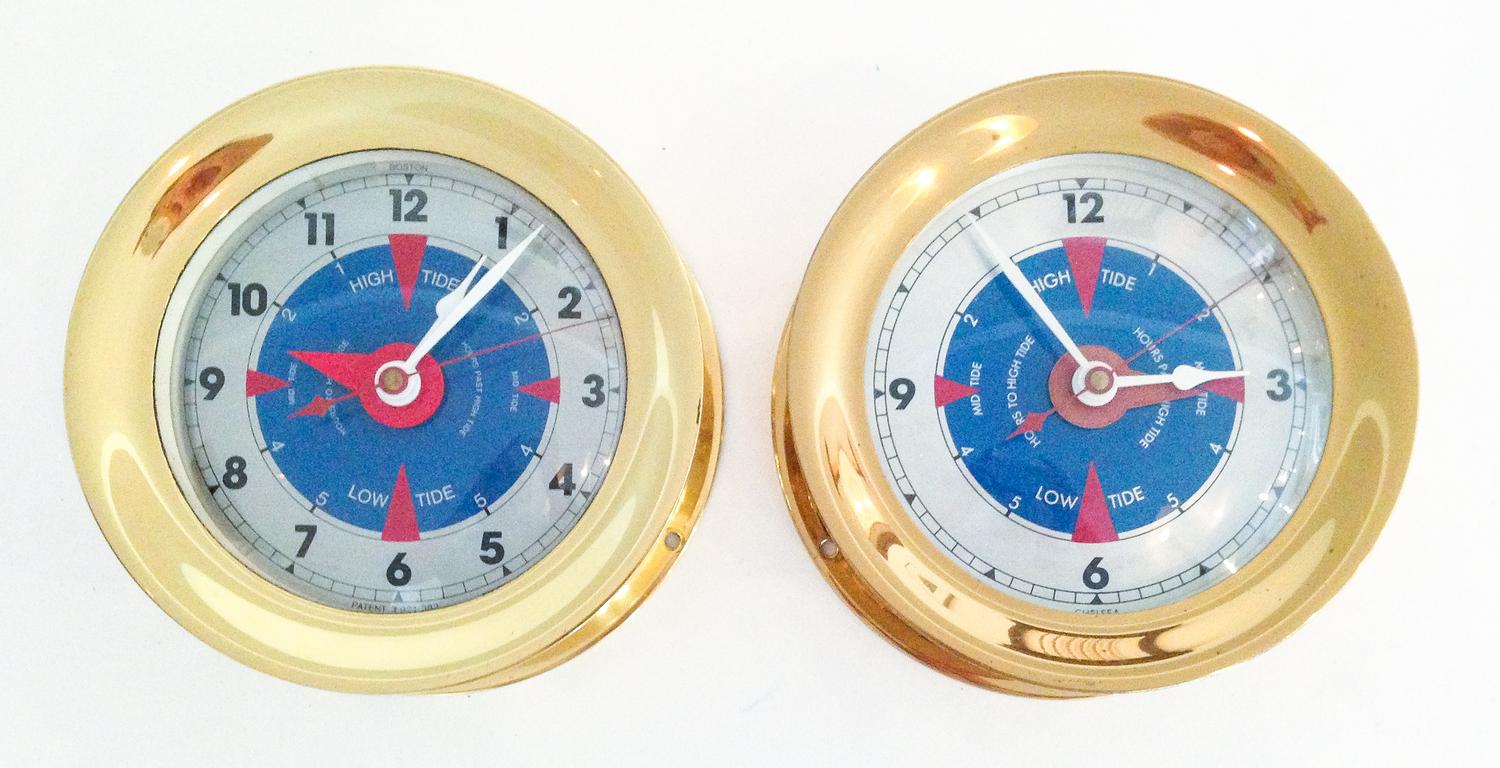 Two Brass Mounted Ships' Clocks Diameter 7 1/4 inches.