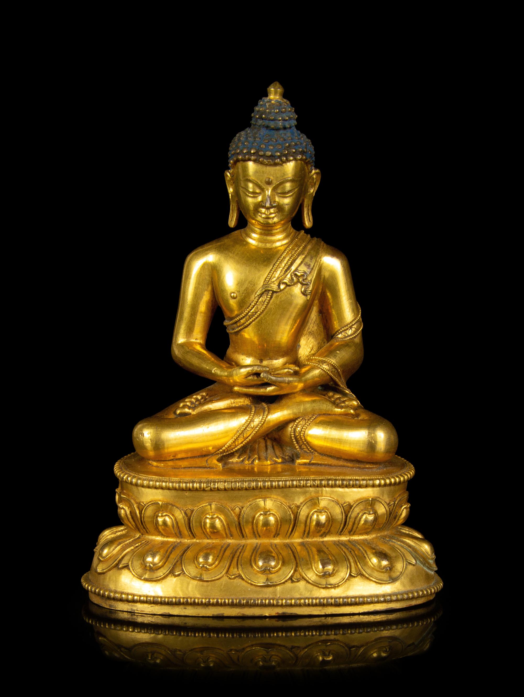 A Sino-Tibetan Gilt Bronze Figure of Buddha