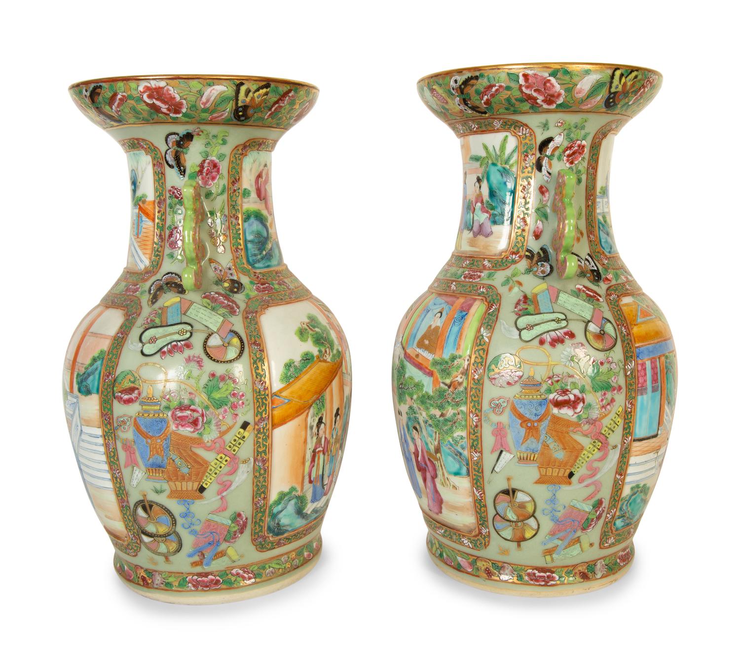 A Pair of Chinese Export Famille Rose Porcelain Vases — 19th/20th Century