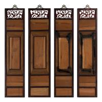 A Set of Four Chinese Famille Rose Porcelain Plaque Inset Hardwood Hanging Screens, Late Qing/Republic Period 清末/民國 紅木嵌山水詩文瓷板挂屏四條