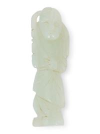 Six Chinese Carved Green Hardstone Ornaments — 20TH CENTURY