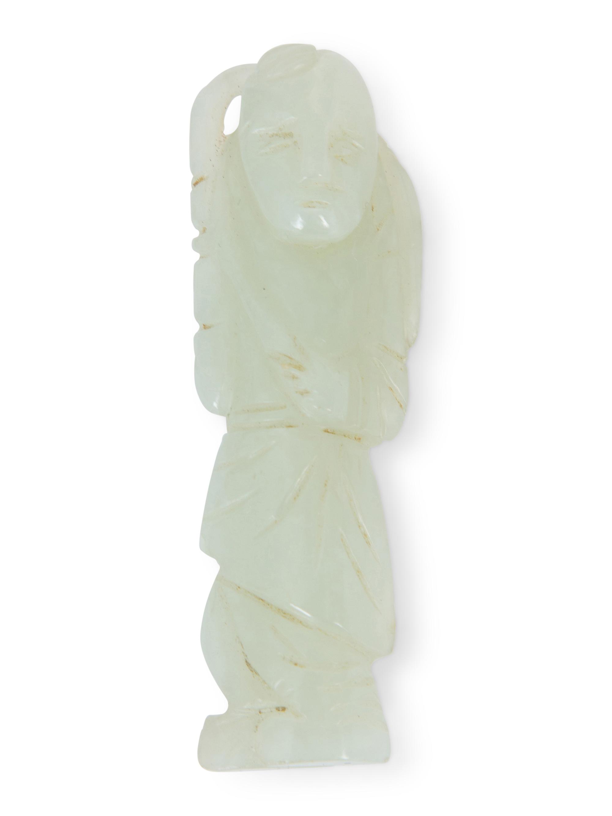 Six Chinese Carved Green Hardstone Ornaments — 20TH CENTURY