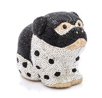 A Judith Leiber Pug Minaudiere, 5.5" x 3.5" x 3"; Strap drop: 19.25".