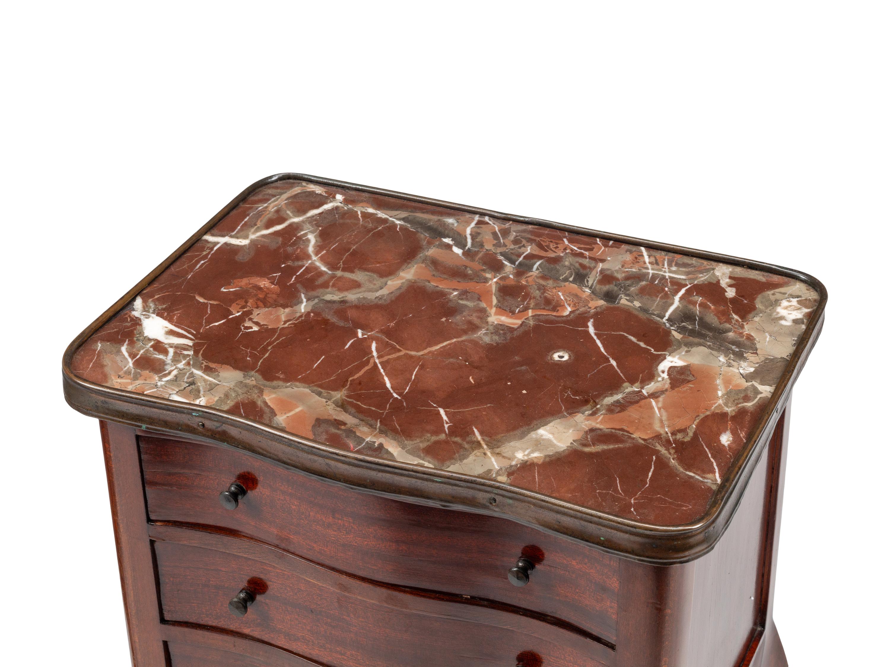 A Pair of Louis XV Style Mahogany Marble-Top Side Tables