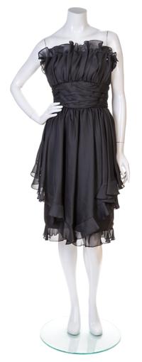 Victor Costa Black Strapless Cocktail Dress, 1980s Size label: 8