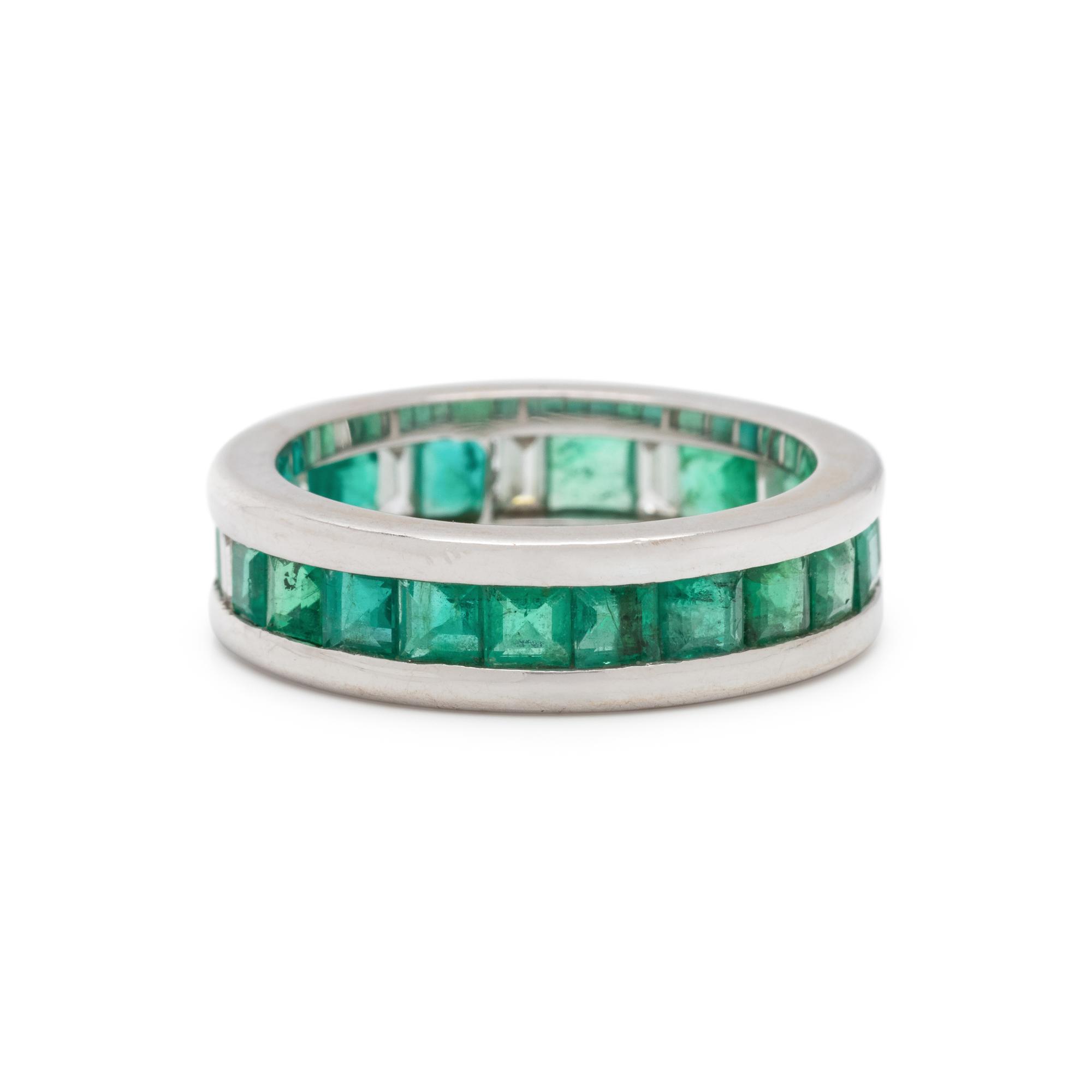 EMERALD AND DIAMOND ETERNITY BAND
