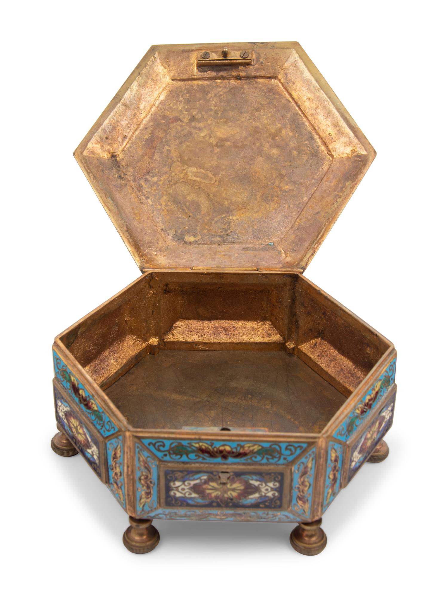 A French Bronze and Champlevé Enamel Table Casket