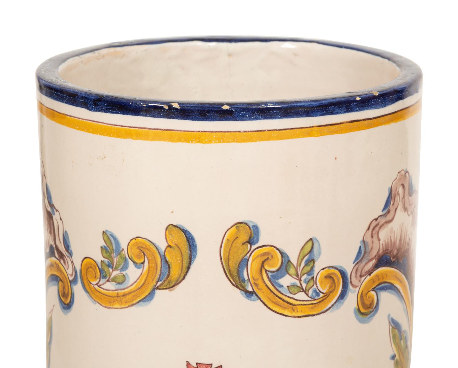 A Portuguese Glazed Ceramic Umbrella Jar