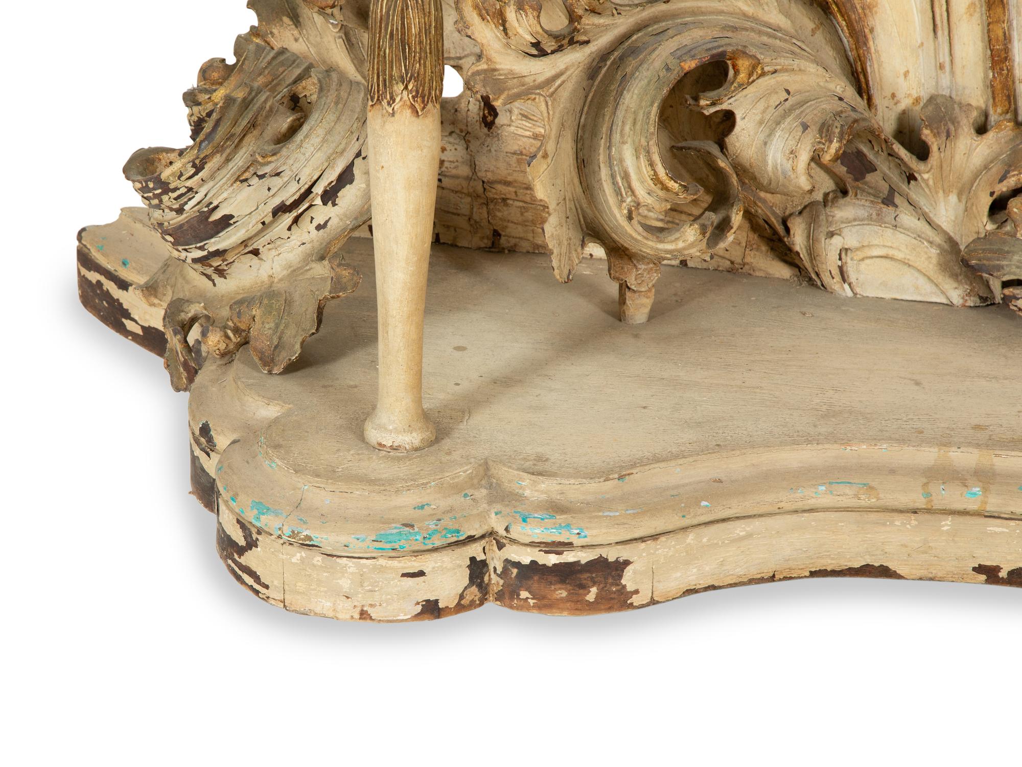 An Italian Cream and Green-Painted and Parcel Gilt Console Table