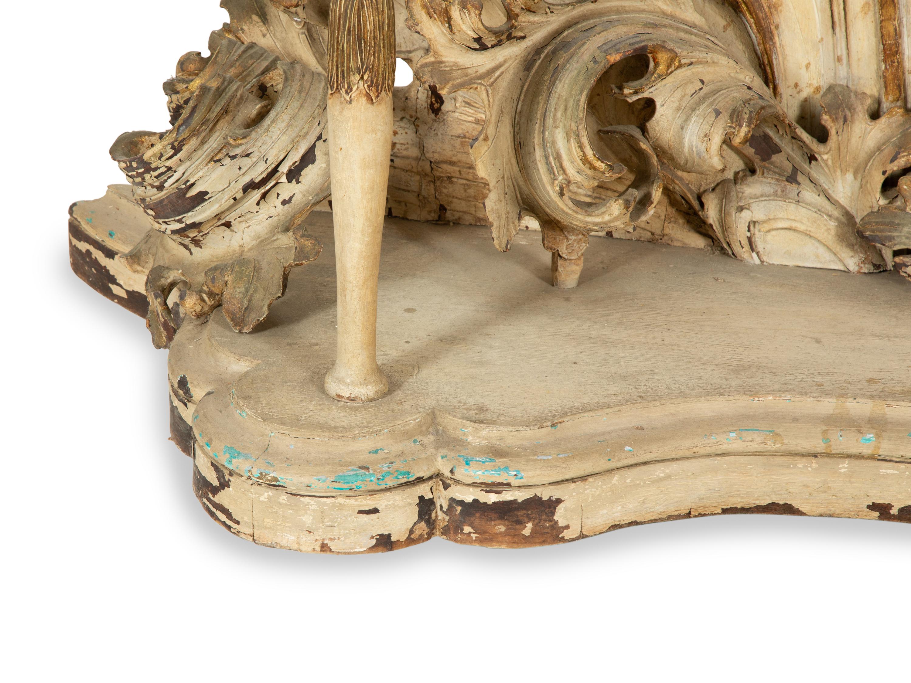 An Italian Cream and Green-Painted and Parcel Gilt Console Table
