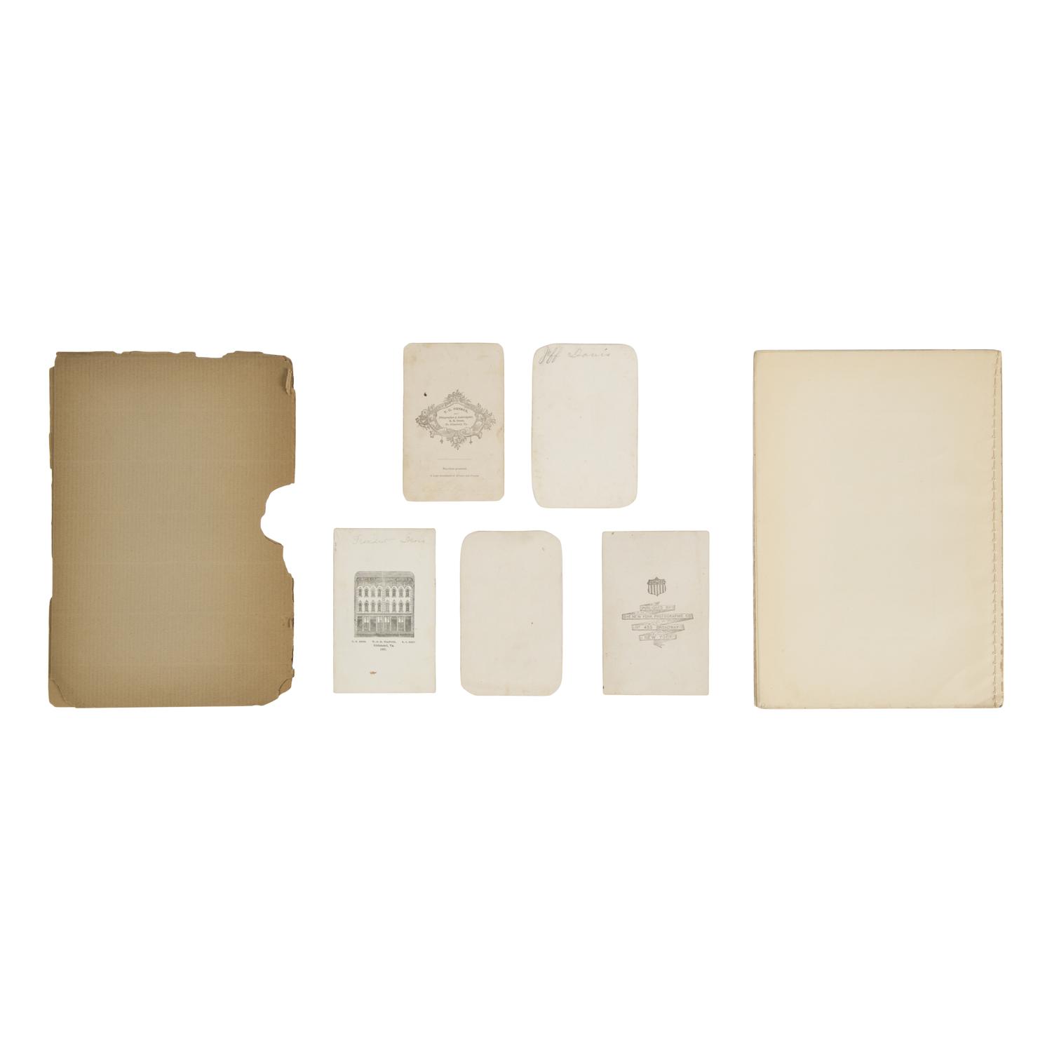 [Civil War]. A group of 6 items related to CSA President Jefferson Davis, including CDVs and a memorial program, comprising: