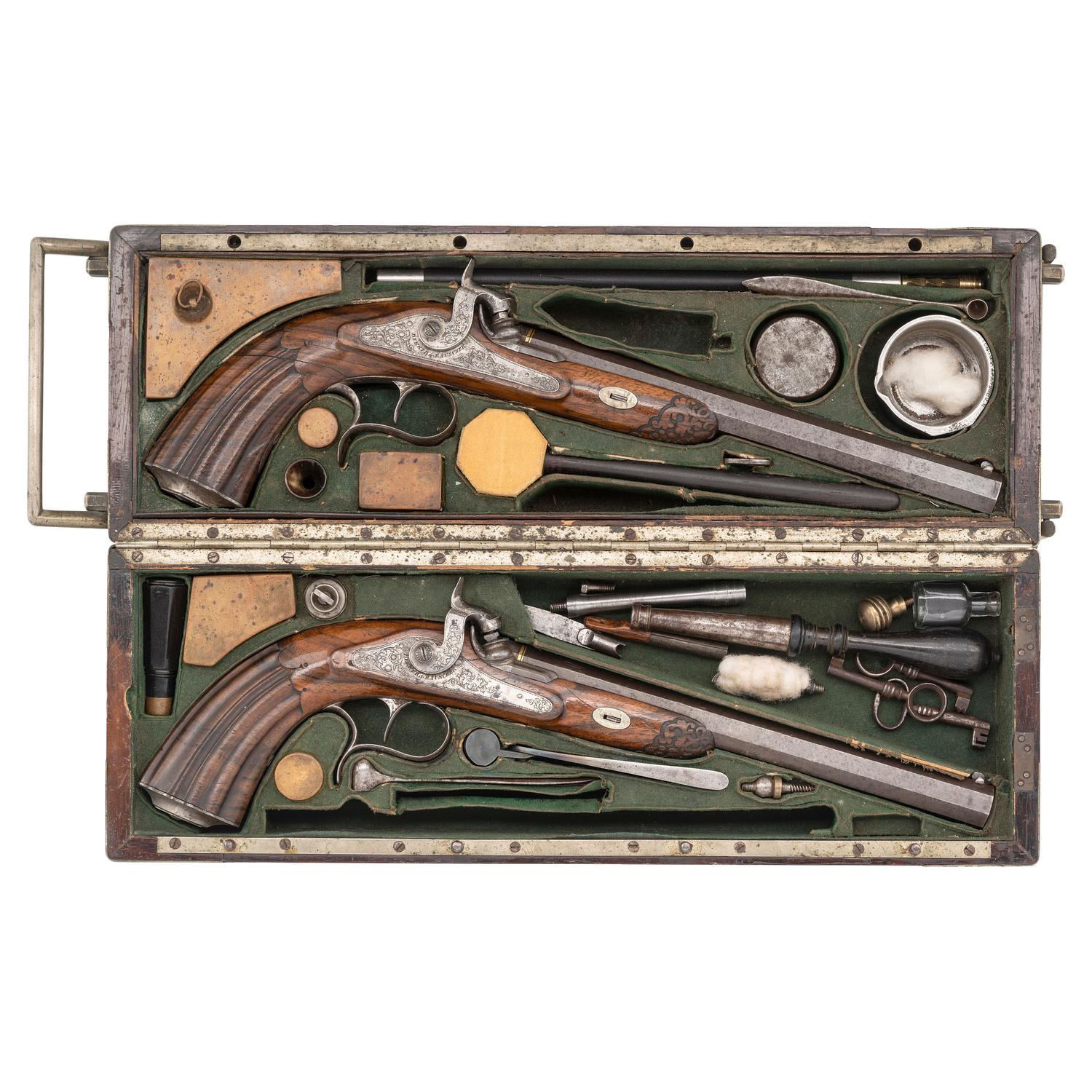 Cased Pair of Percussion Target Pistols by Bekker & Rauscher 1840-1860