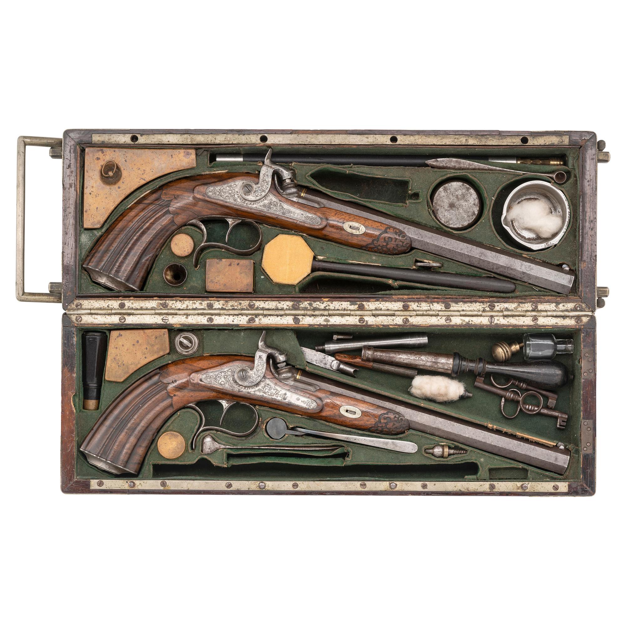 Cased Pair of Percussion Target Pistols by Bekker & Rauscher 1840-1860