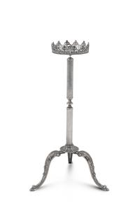 A Silvered Metal Candle Stand