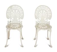 A Pair of White Painted Cast Metal Garden Chairs
