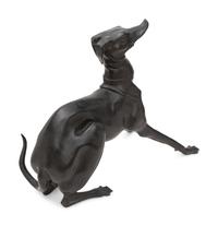 A Large Patinated Metal Sculpture of a Greyhound