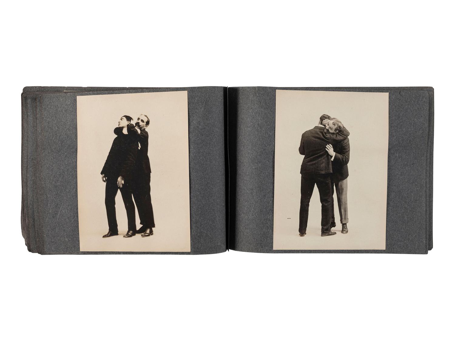[EARLY PHOTOGRAPHY]. Album containing 72 photographs of self-defense maneuvers. Ca 1895.