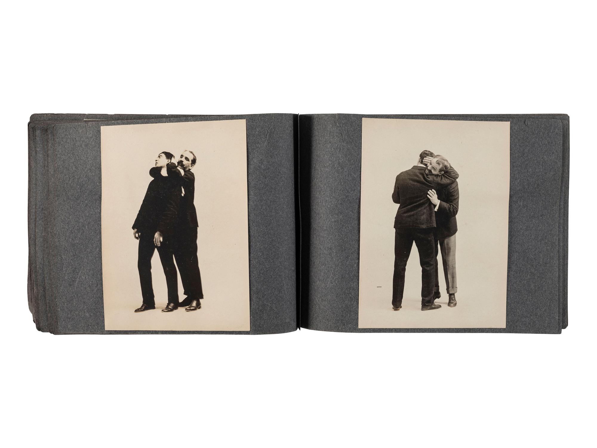 [EARLY PHOTOGRAPHY]. Album containing 72 photographs of self-defense maneuvers. Ca 1895.