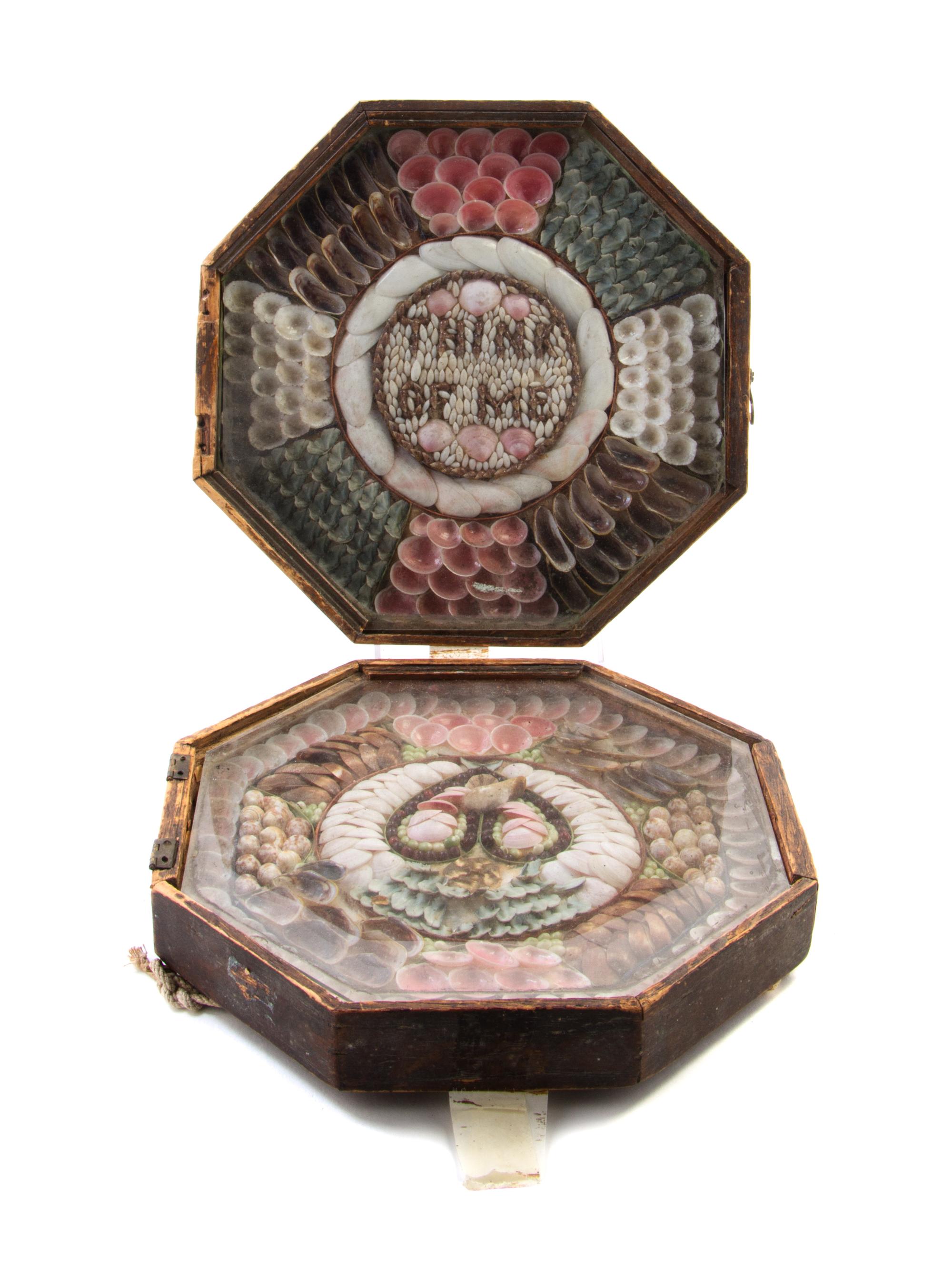 A Double Octagonal Sailor's Valentine Width closed 9 1/8 inches. — 19TH CENTURY