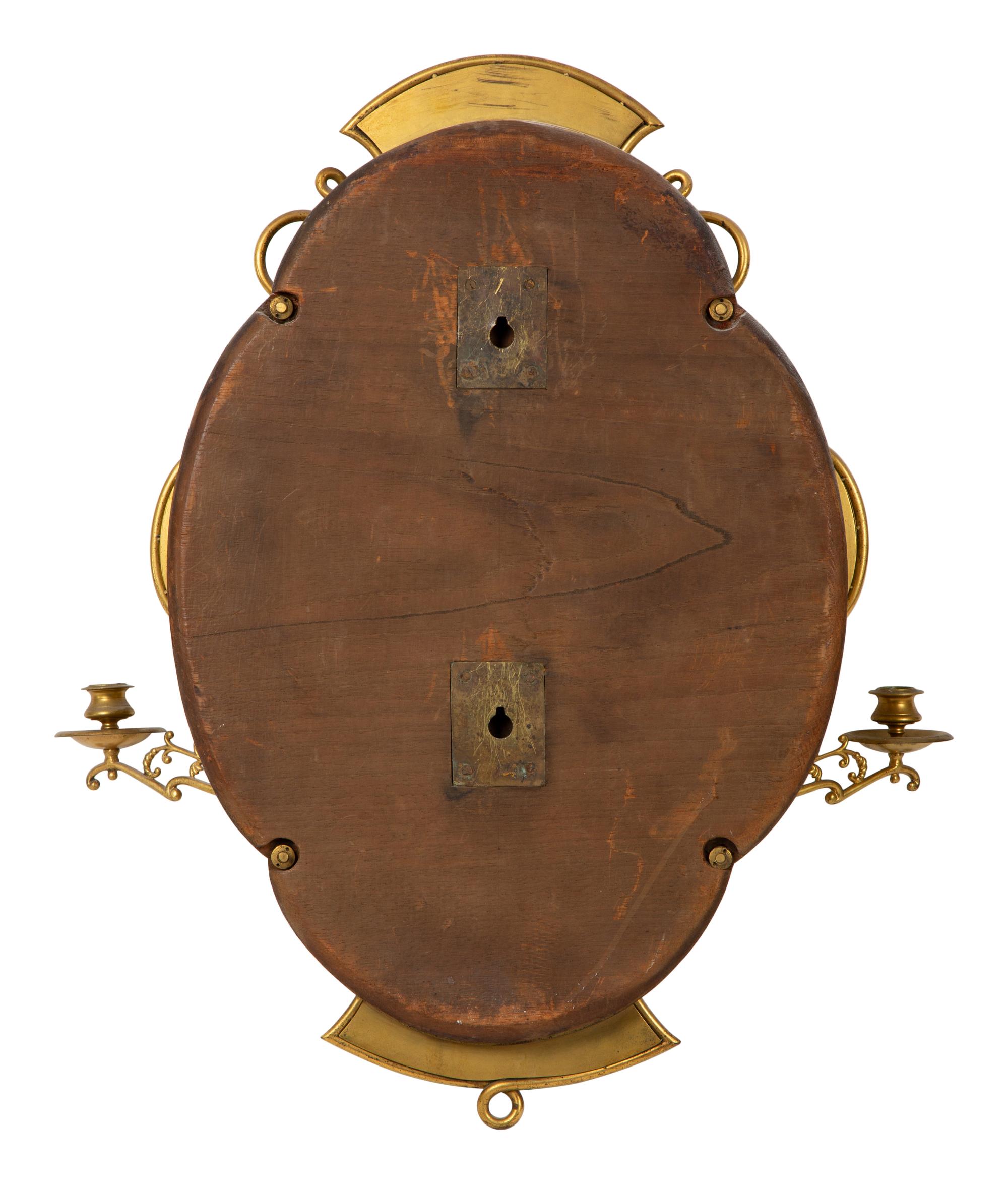 An Italian Majolica Plaque-Inset Gilt Metal Girandole Mirror — 20TH CENTURY