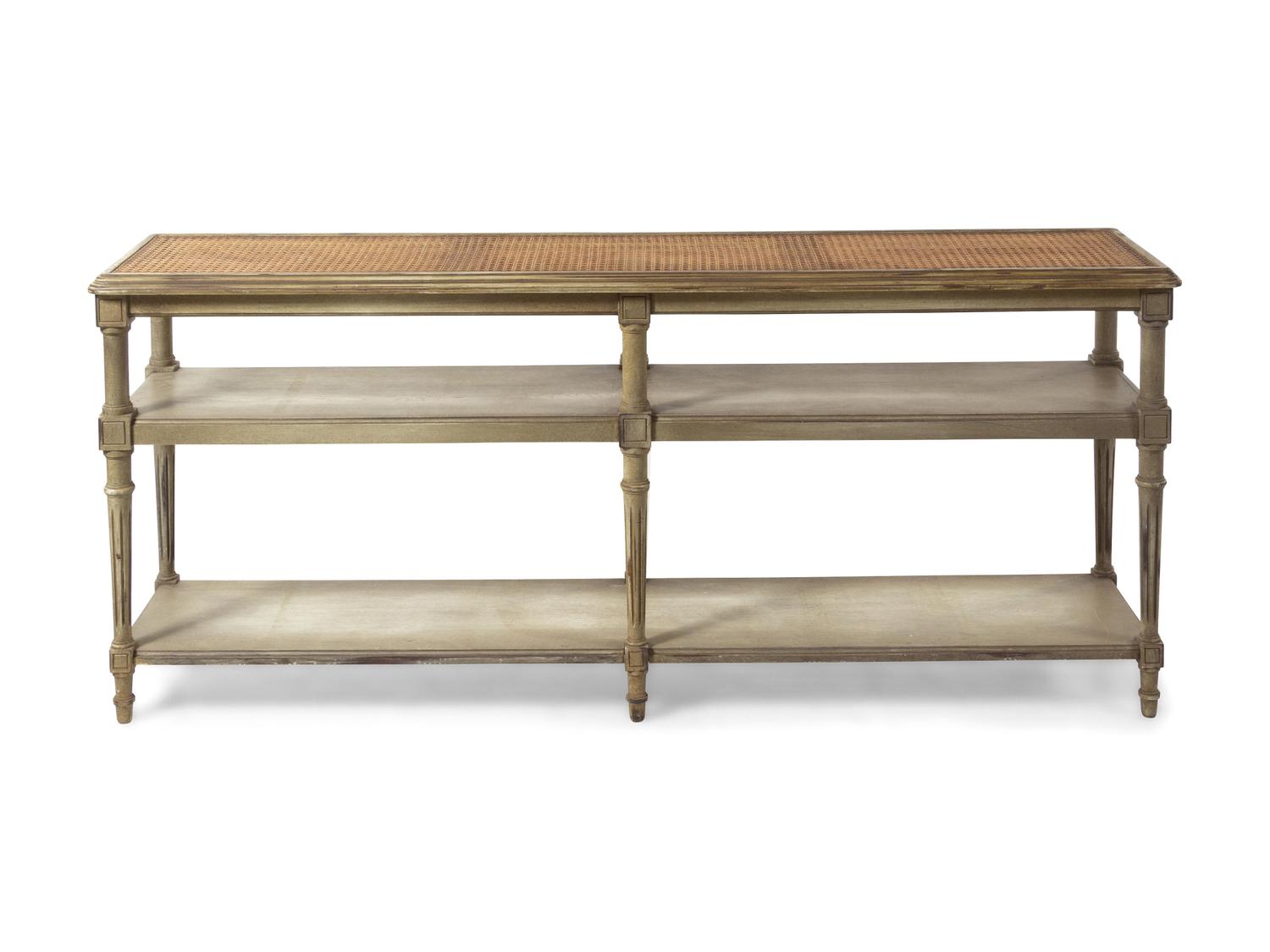 A Louis XVI Style Caned and Painted Console Table