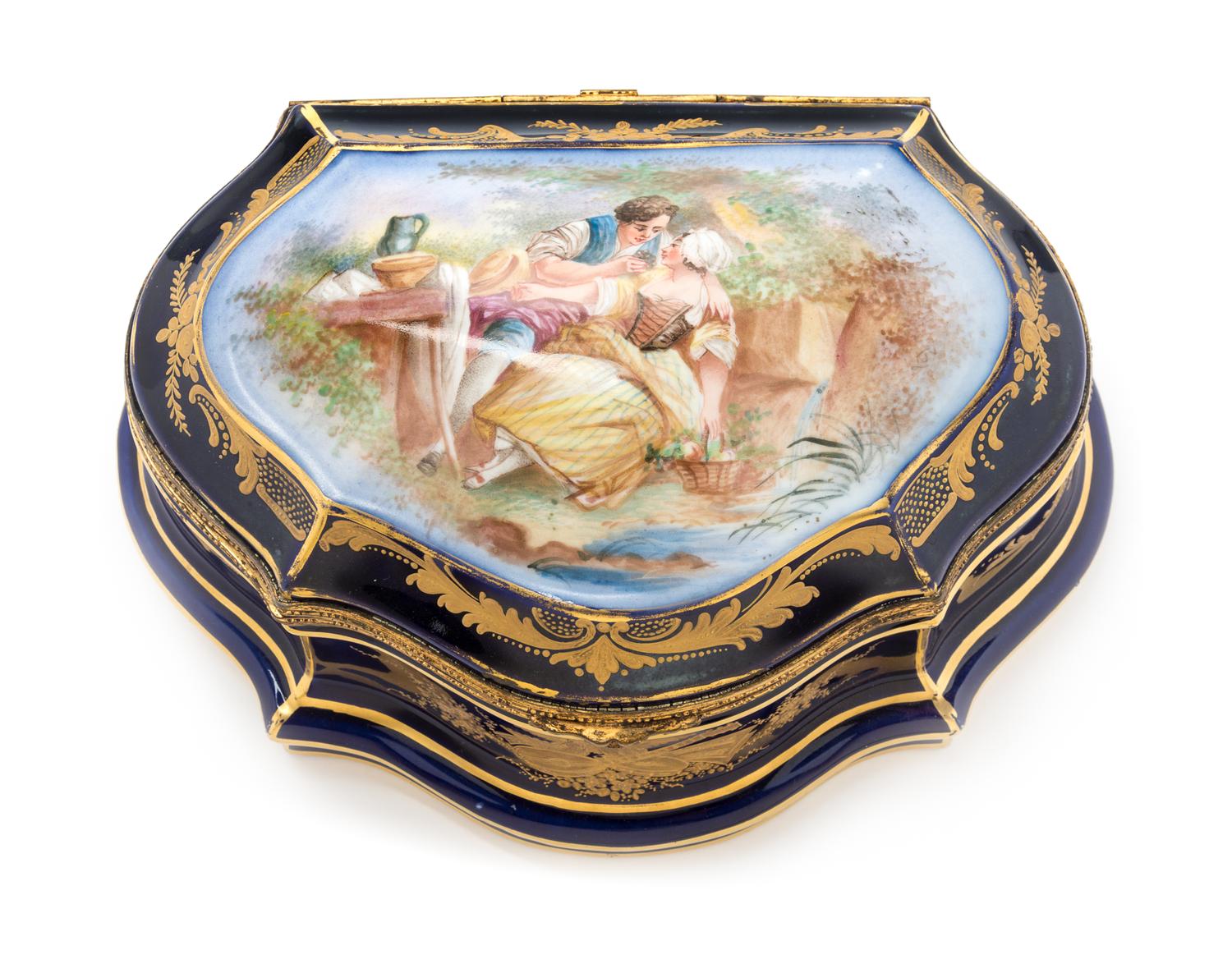 A Sevres Style Porcelain Table Casket Width 11 inches.