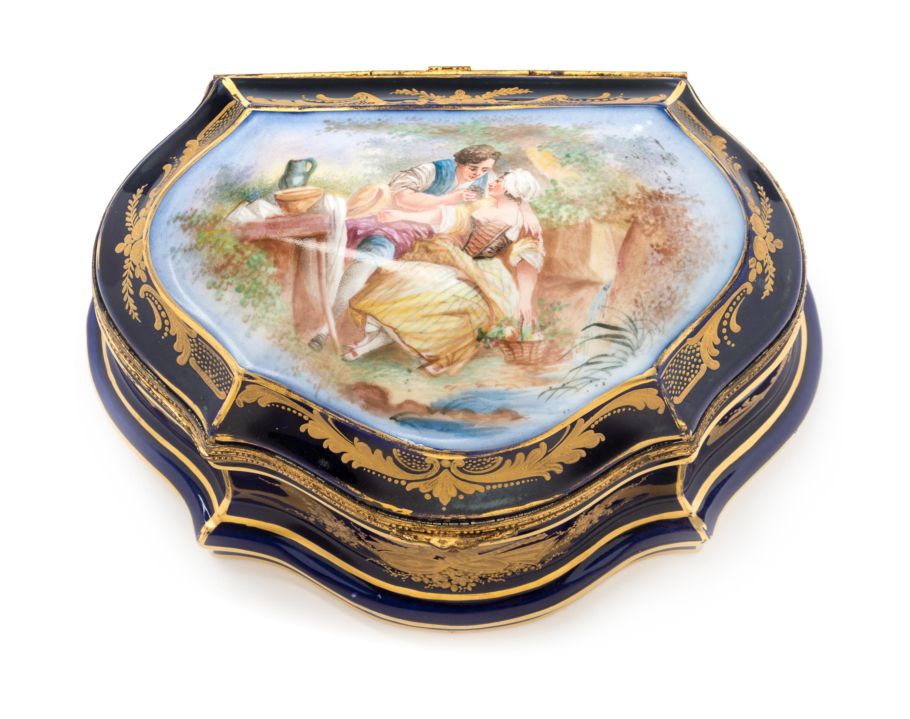 A Sevres Style Porcelain Table Casket Width 11 inches.