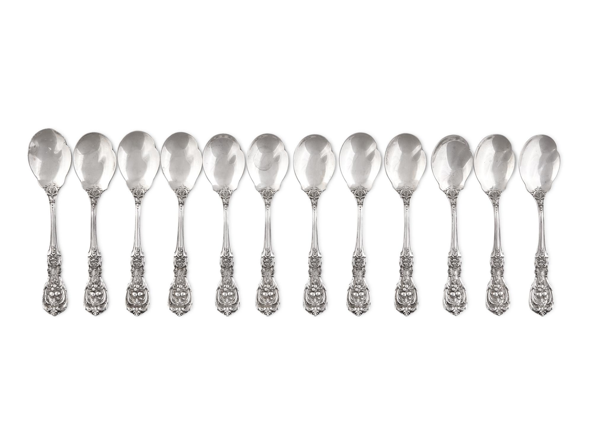 A Set of Twelve American Silver Francis I Ice Cream Spoons