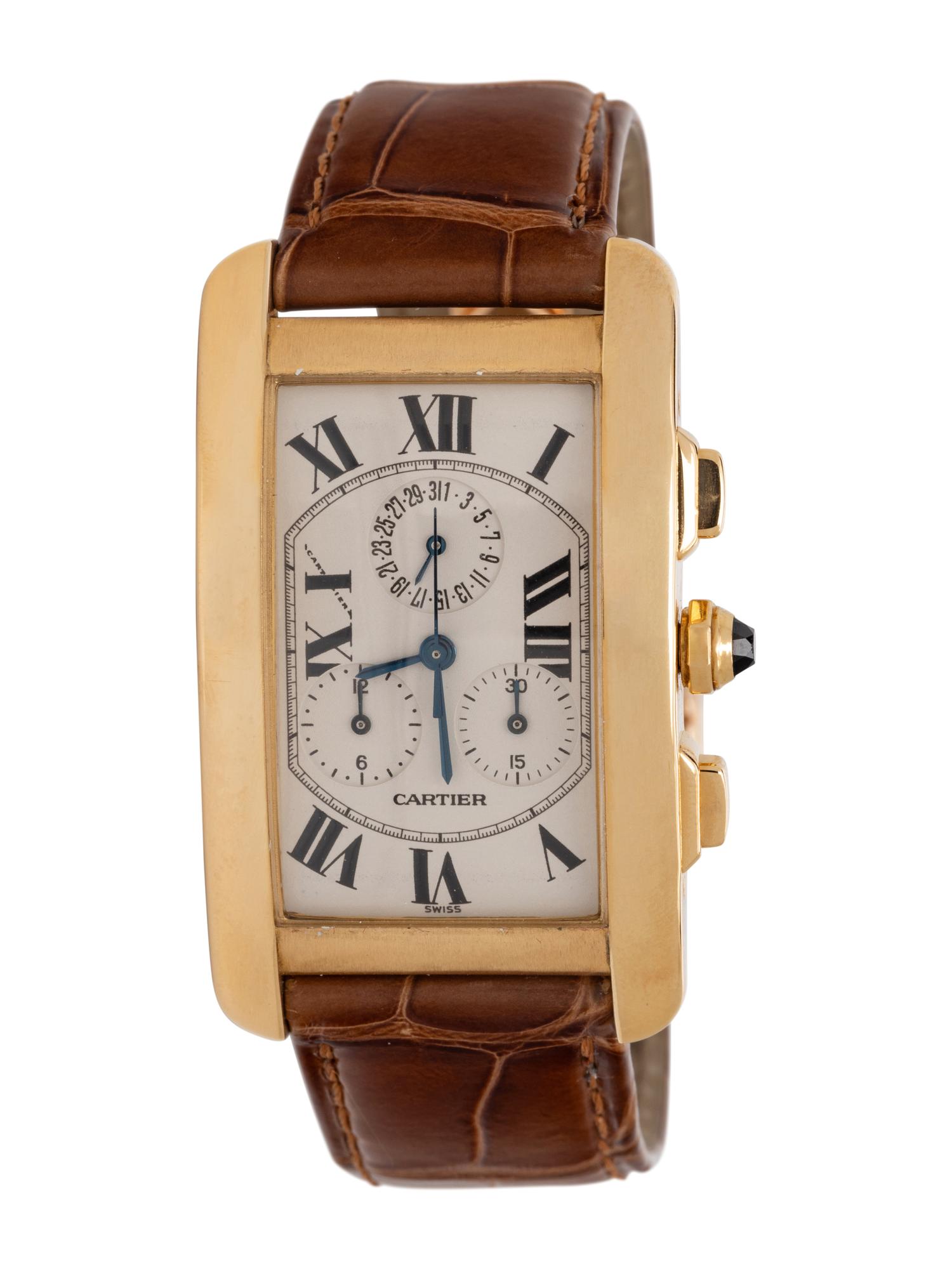 CARTIER, REF. 1730 18K YELLOW GOLD 'TANK AMERICAINE' WATCH