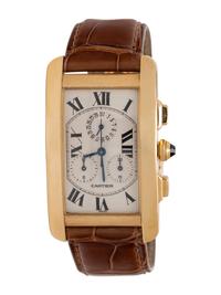 CARTIER, REF. 1730 18K YELLOW GOLD 'TANK AMERICAINE' WATCH