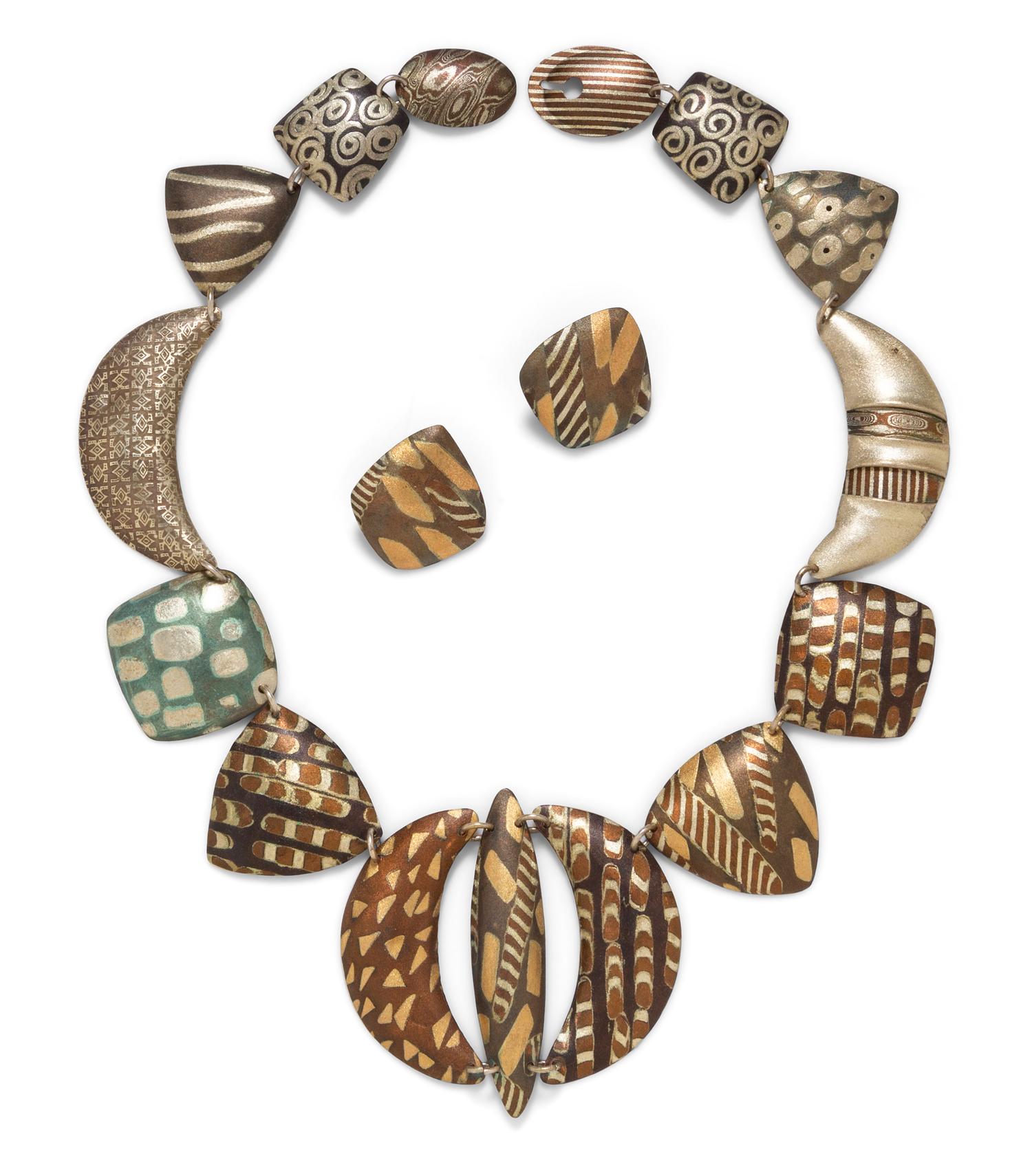 A Mixed Metal Mokume Gane Demi-Parure,