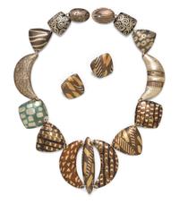 A Mixed Metal Mokume Gane Demi-Parure,
