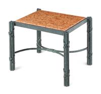 A Patinated Metal Marble-Top Table