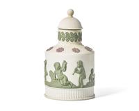 A Wedgwood Tricolor Jasperware Tea Cannister