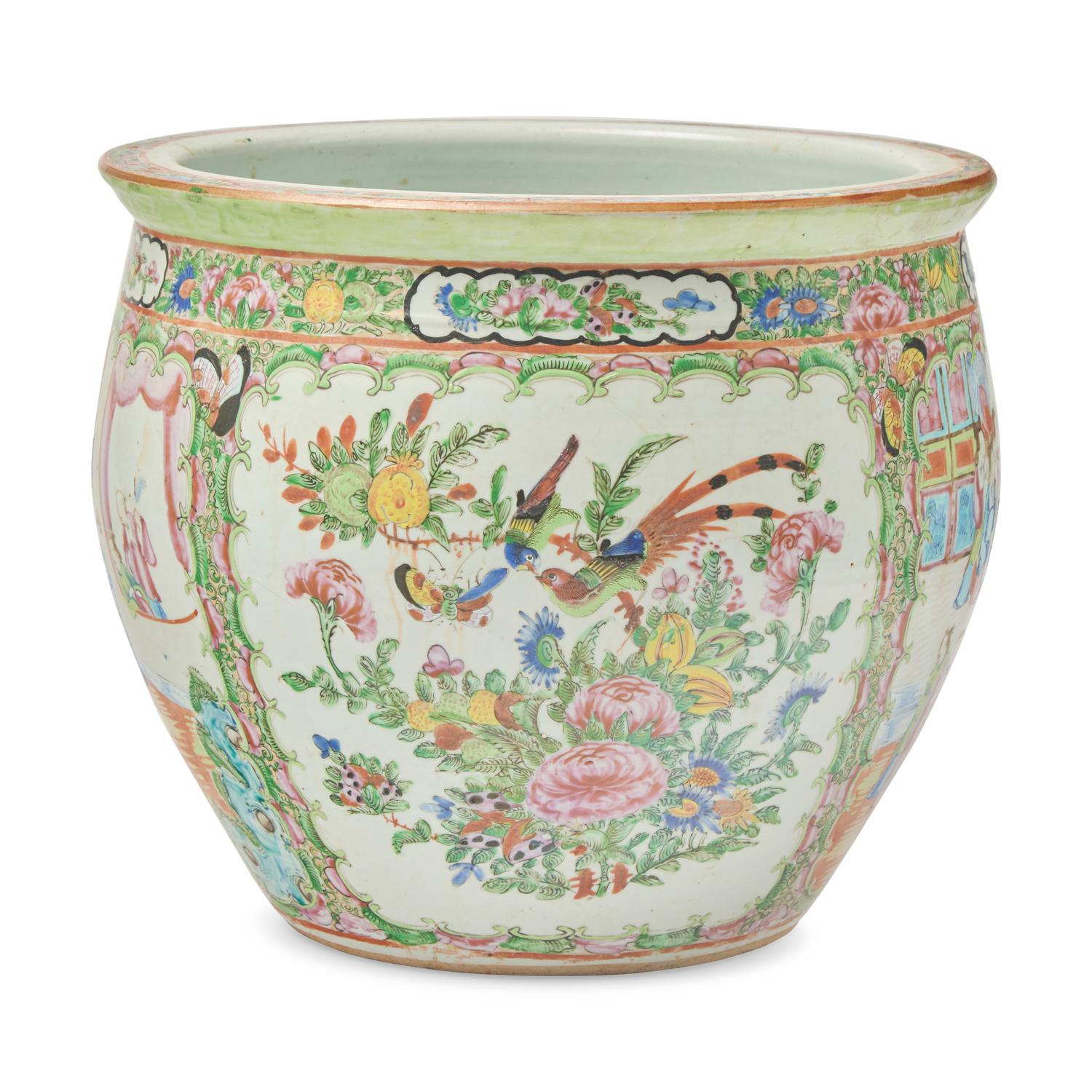 A Chinese Export Porcelain Rose Medallion Jardiniere