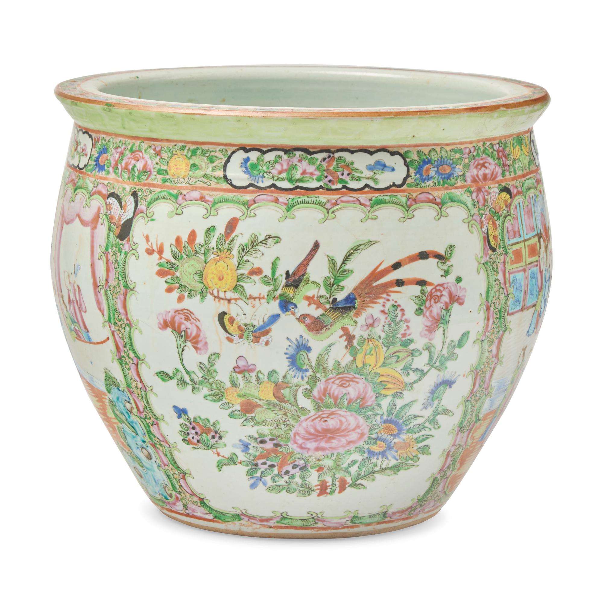 A Chinese Export Porcelain Rose Medallion Jardiniere