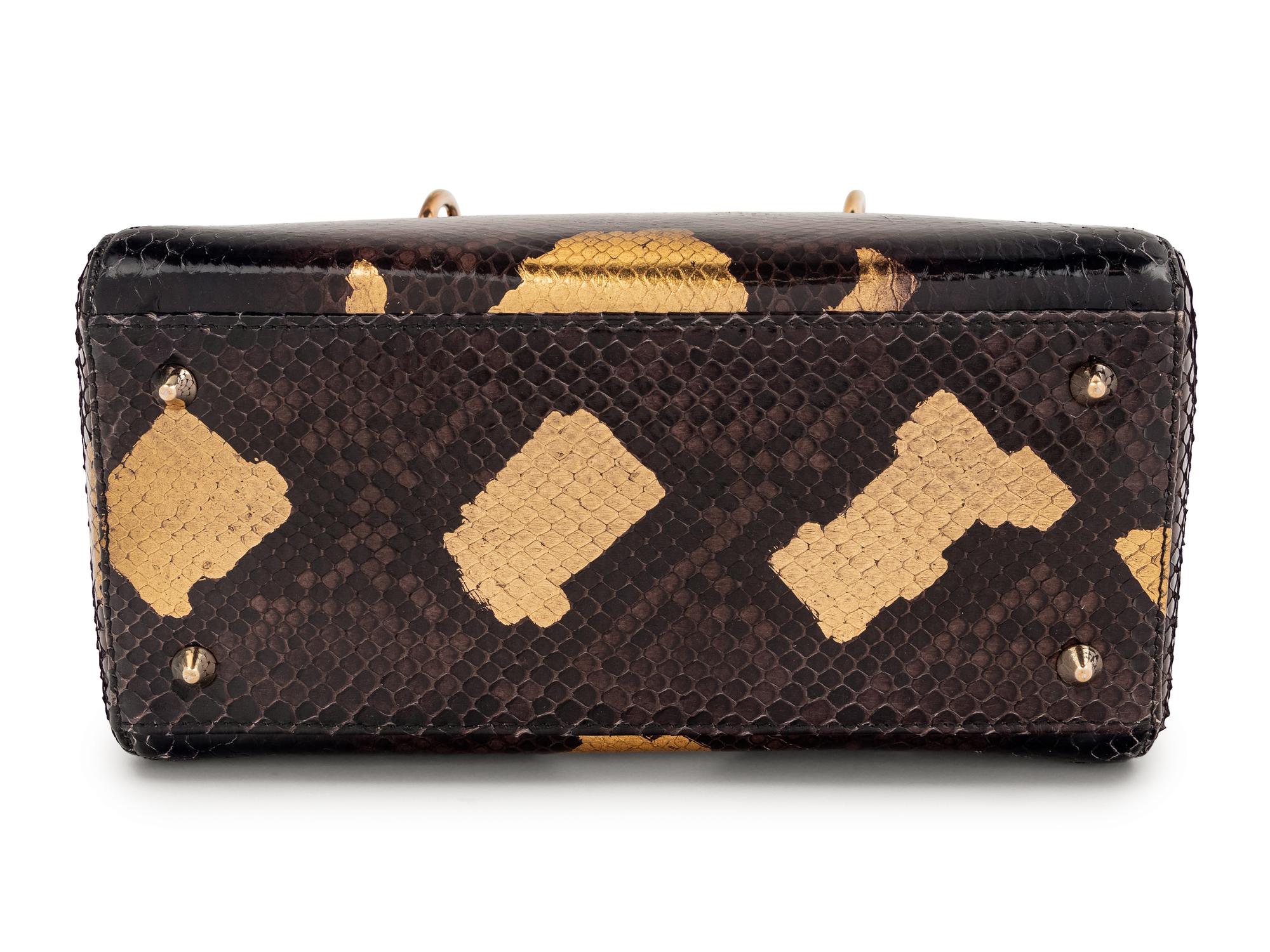 Christian Dior Gold and Black Python Small Lady Dior Bag, 2012